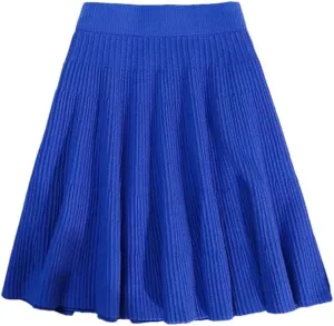 Women Autumn Winter Knitted Pleated Short Skirt Sexy Elastic High Waist Slim Party Mini Skirts