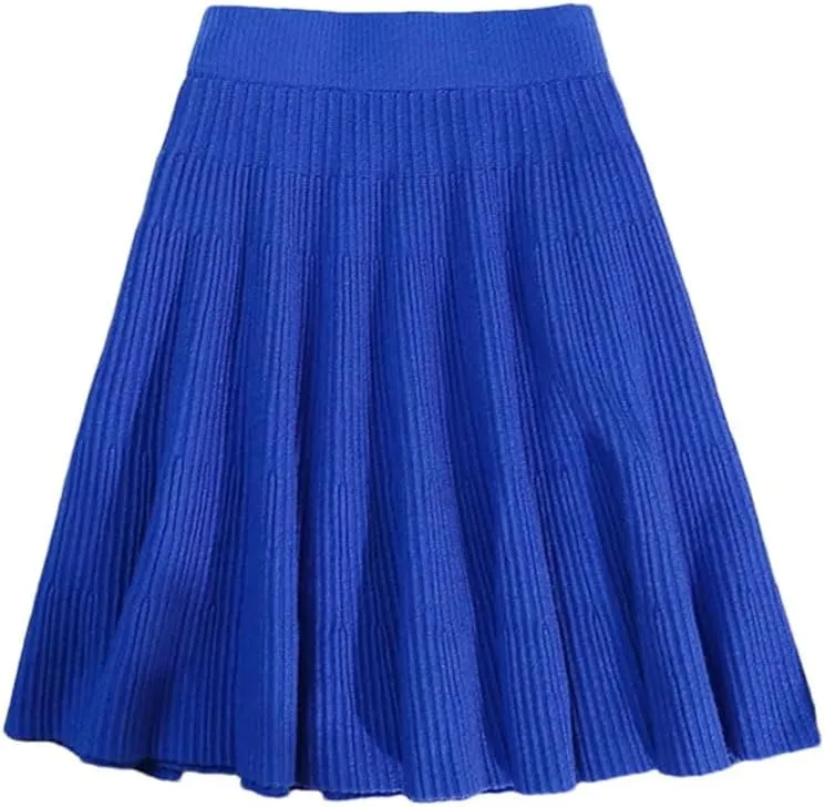 Women Autumn Winter Knitted Pleated Short Skirt Sexy Elastic High Waist Slim Party Mini Skirts