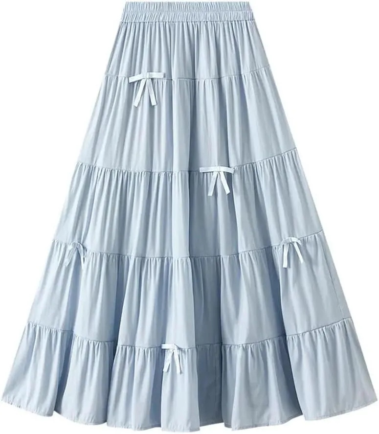Women Elegant Elastic High Waist Bow Slim Skirts
