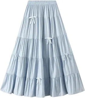 Women Elegant Elastic High Waist Bow Slim Skirts