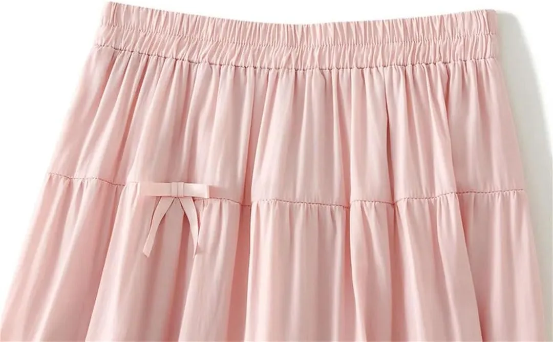 Women Elegant Elastic High Waist Bow Slim Skirts