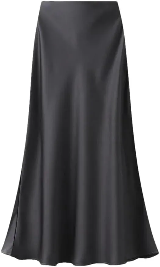 Women Elegant Satin Fishtail Skirts Temperament Long Skirt Solid Color All-Match Dress