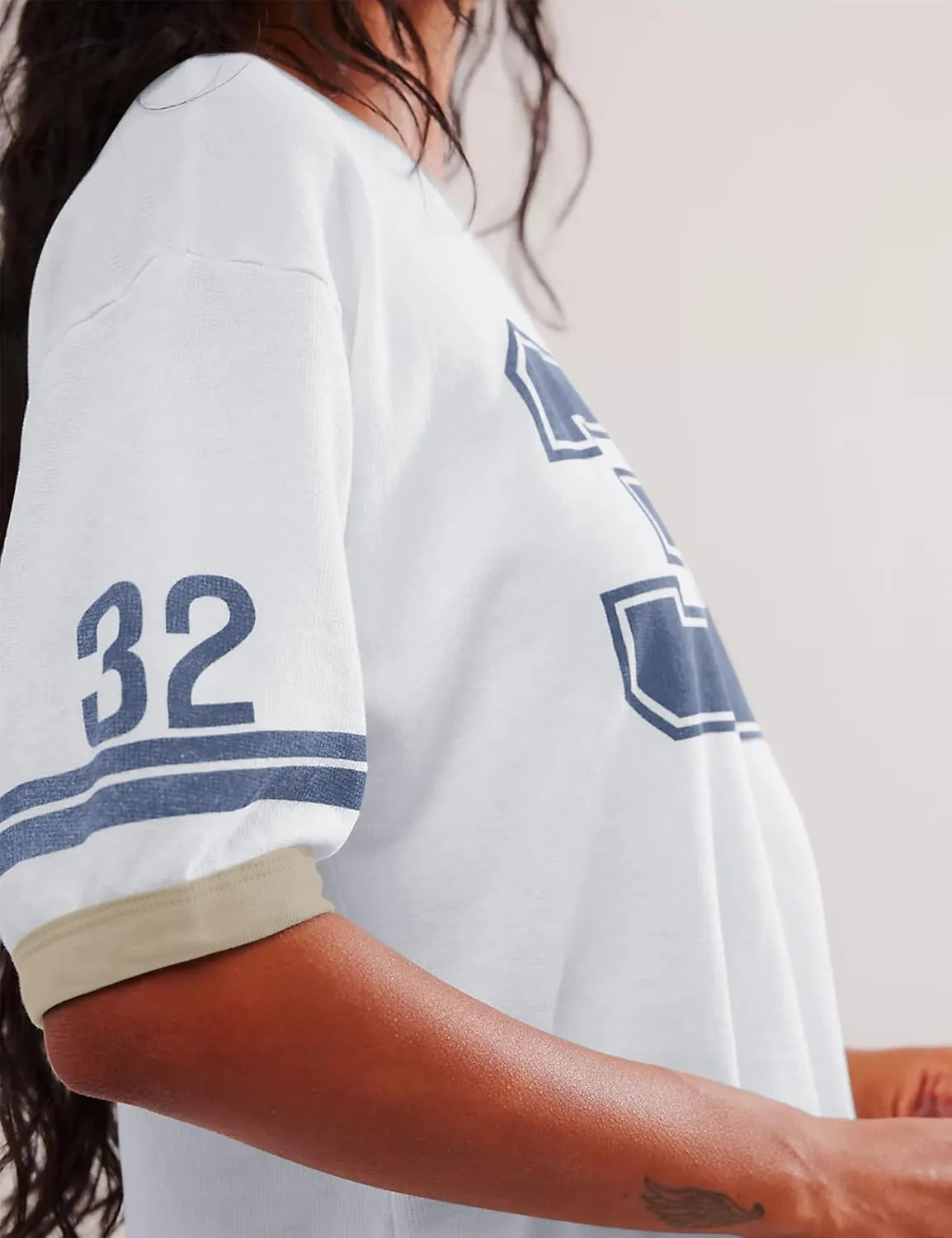Women Oversized Graphic Print Short Sleeve T-Shirts Crewneck Color Block Shirts Casual Loose Fit 2024 Summer Tee Tops