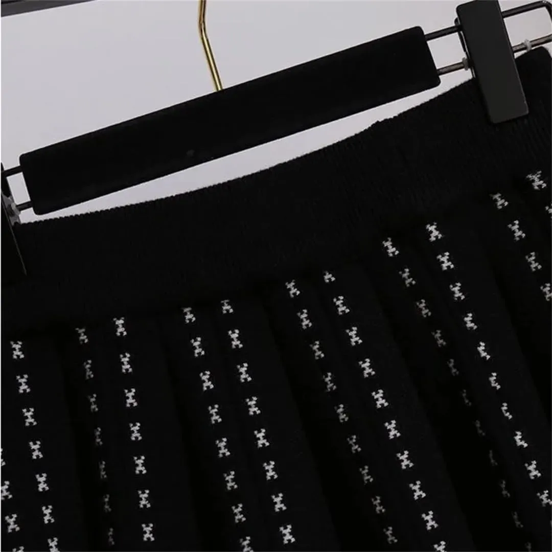 Women Pleated Knitted Mini Skirts Autumn Winter Elastic Waist Vintage Harajuku Sexy Skirt
