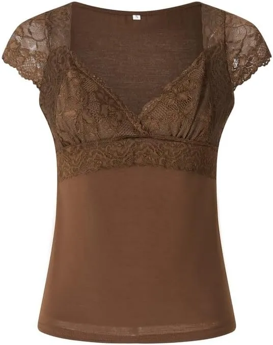 Women Short Sleeve Crop Top Y2k Floral Lace Backless Top Sheer Mesh See Through Top Going Out Streetwear