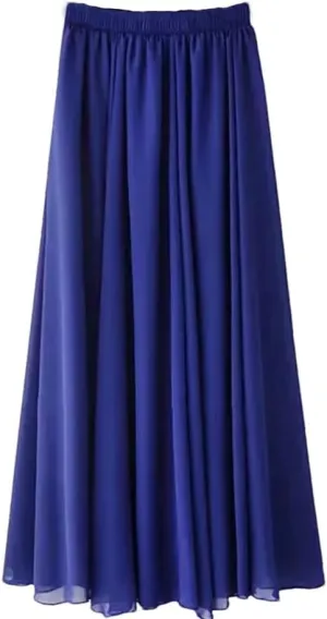 Women Summer Chiffon High Waist Elegant Long Straight Skirts