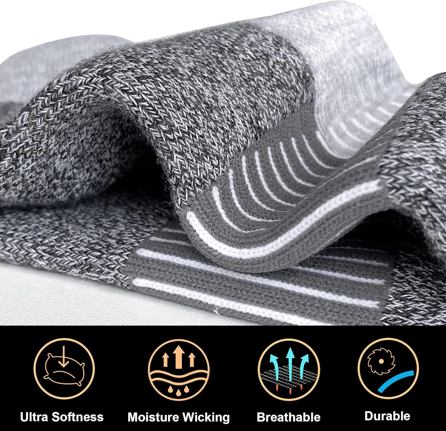 Women's Athletic Cushioned Ankle Socks for Running, Workout and Sports (6 Pairs)