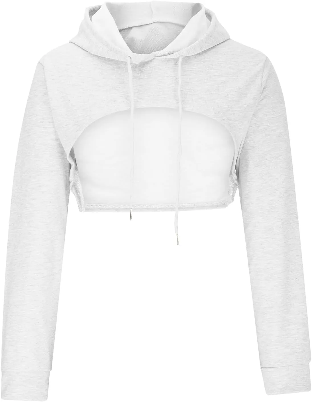 Women's Cropped Hoodie Sweatshirts Teen Girls Long Sleeve Pullover Sweatshirts Y2k Going out Fashion Solid Sexy Tops