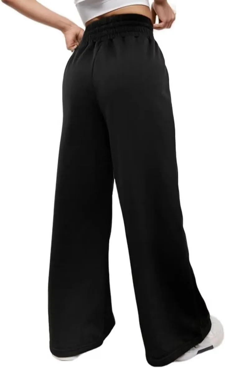 Women's Drawstring Elastic High Waist Wide Leg Sweatpants Trendy Lounge Pants Fall Fashion Trousers with Pockets