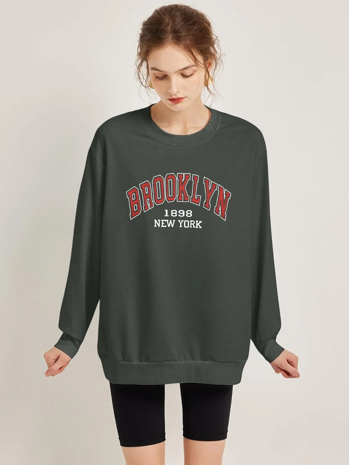 Women's Graphic Sweatshirts Oversized Long Sleeve Cute Los Angeles Loose Crewneck Pullover Sweatshirt