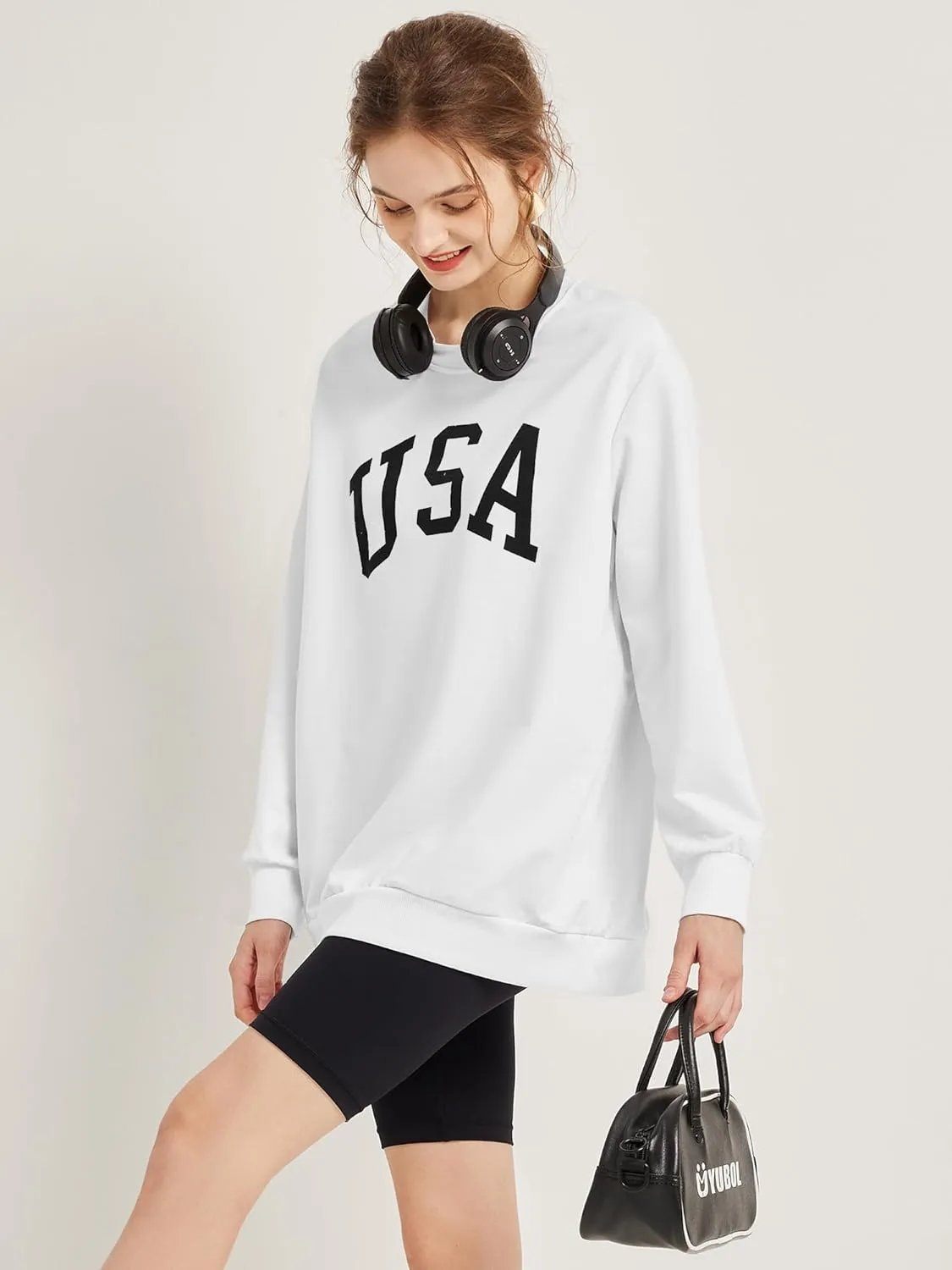 Women's Graphic Sweatshirts Oversized Long Sleeve Cute Los Angeles Loose Crewneck Pullover Sweatshirt