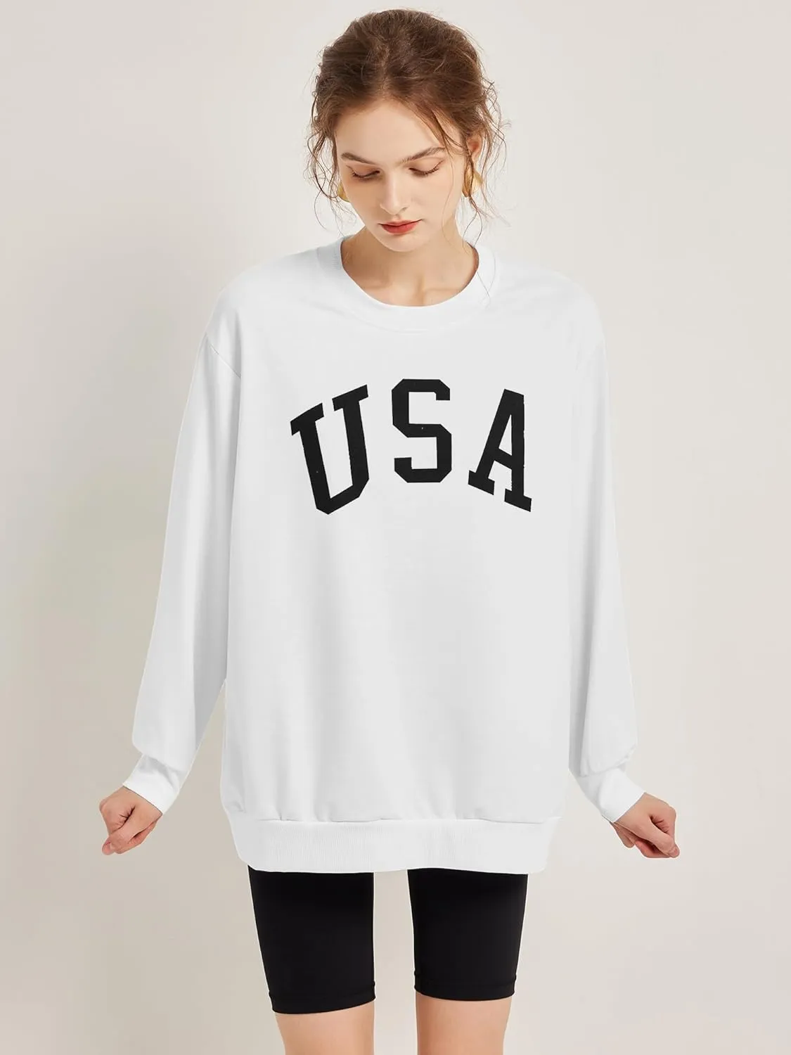 Women's Graphic Sweatshirts Oversized Long Sleeve Cute Los Angeles Loose Crewneck Pullover Sweatshirt