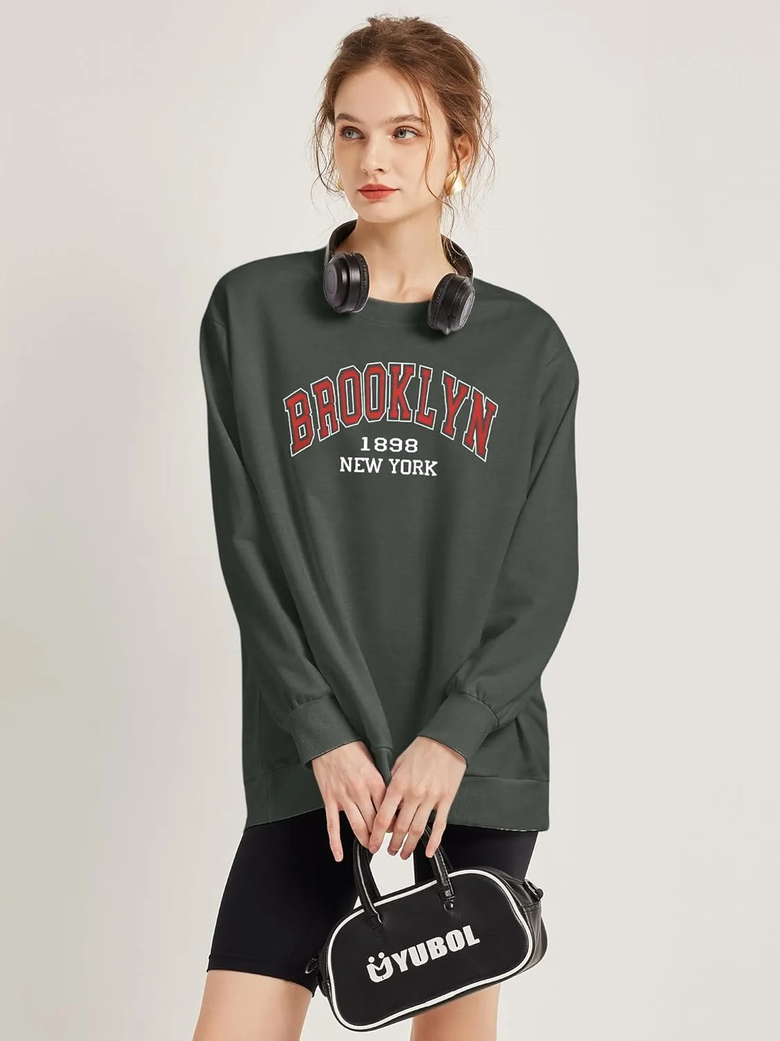 Women's Graphic Sweatshirts Oversized Long Sleeve Cute Los Angeles Loose Crewneck Pullover Sweatshirt