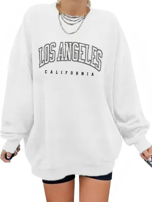 Women's Graphic Sweatshirts Oversized Long Sleeve Cute Los Angeles Loose Crewneck Pullover Sweatshirt