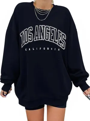 Women's Graphic Sweatshirts Oversized Long Sleeve Cute Los Angeles Loose Crewneck Pullover Sweatshirt