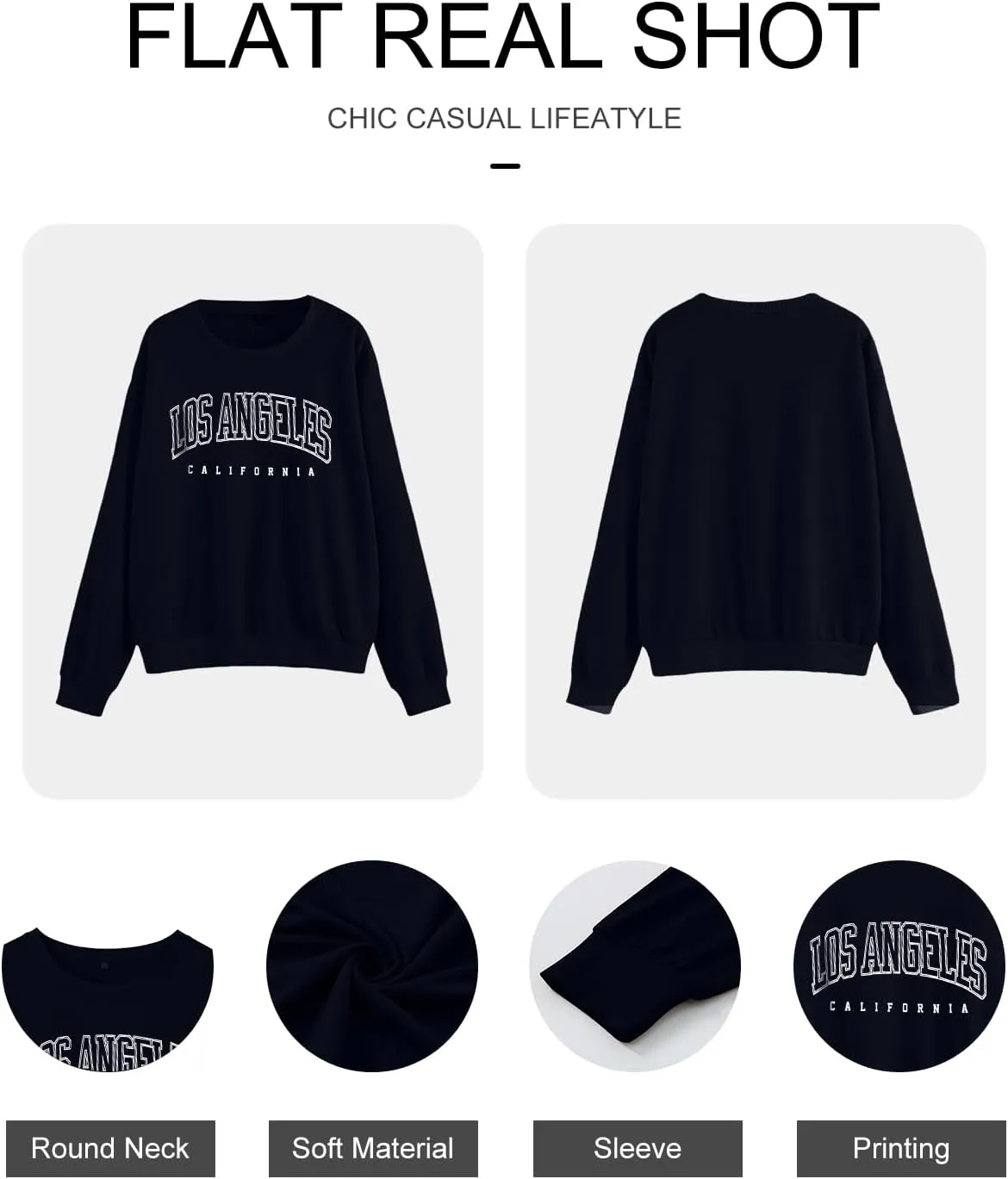 Women's Graphic Sweatshirts Oversized Long Sleeve Cute Los Angeles Loose Crewneck Pullover Sweatshirt