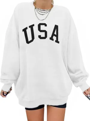 Women's Graphic Sweatshirts Oversized Long Sleeve Cute Los Angeles Loose Crewneck Pullover Sweatshirt
