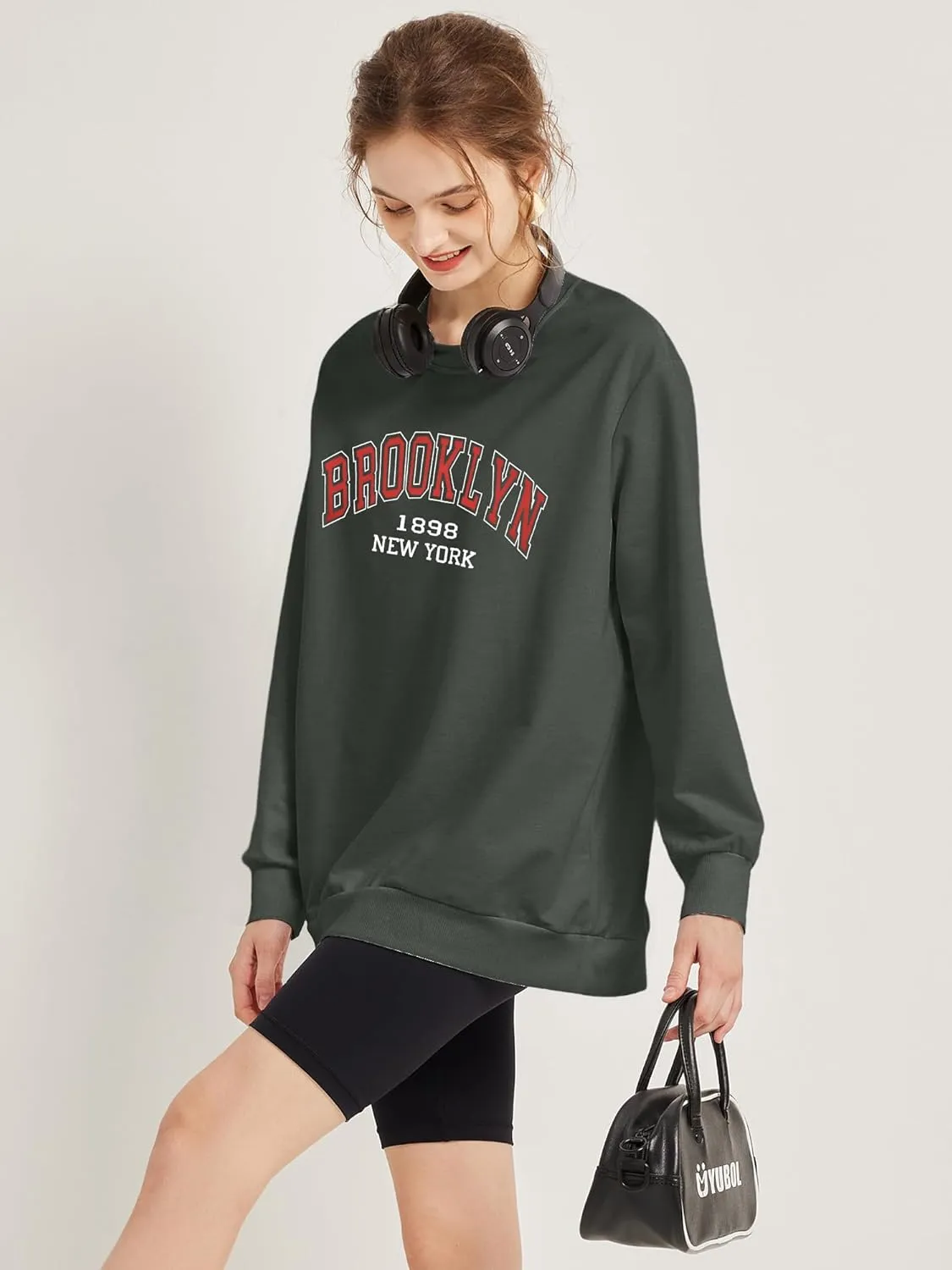Women's Graphic Sweatshirts Oversized Long Sleeve Cute Los Angeles Loose Crewneck Pullover Sweatshirt
