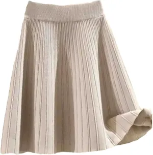 Women's Knitted Skirt Retro Pleated A-Line Stretch High Waist Solid Color Casual Mini Skirts