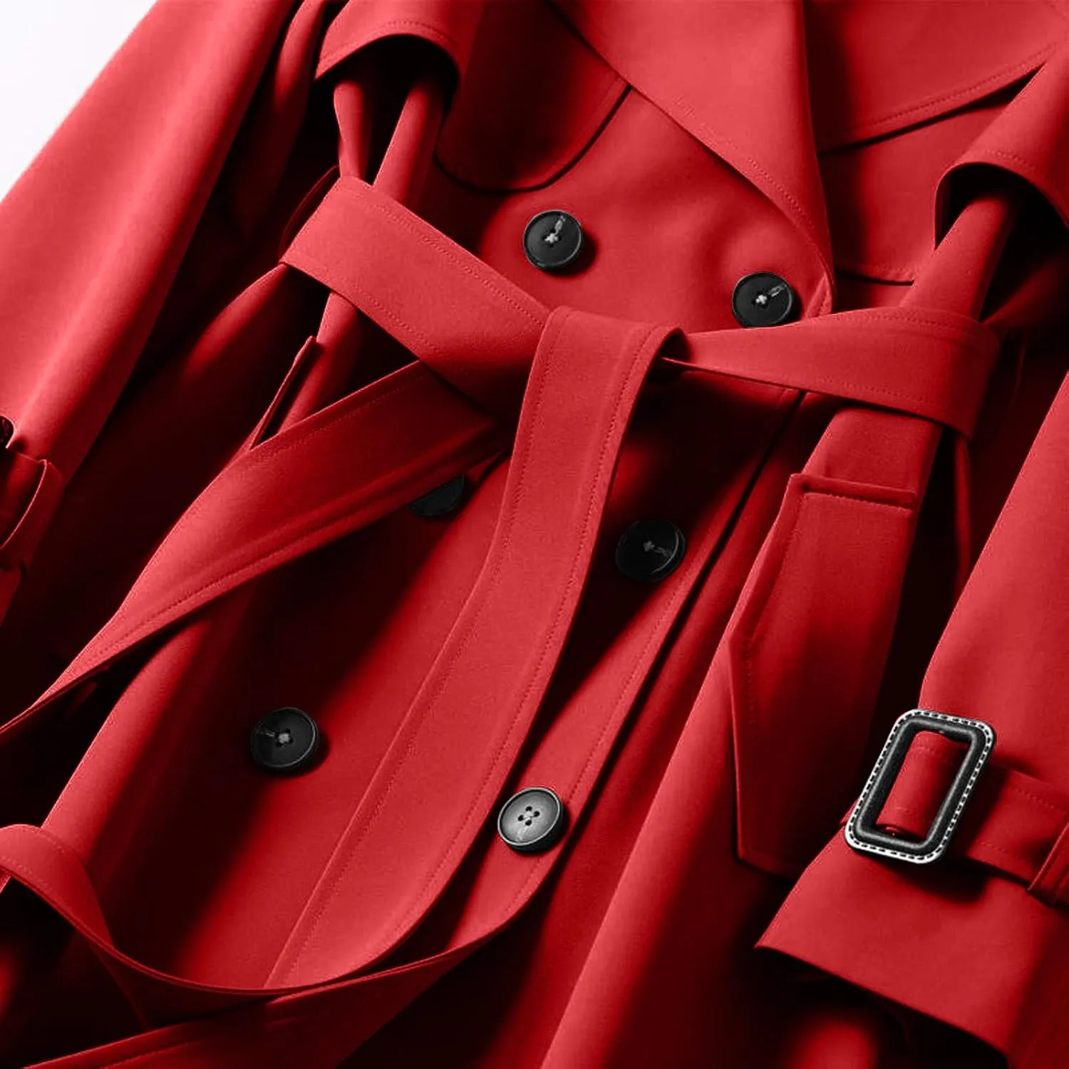 Womens Long Trench Coat Double Breasted Classic Windbreaker Belted Slim Overcoat Casual Outerwear Fashion Winter Jackets