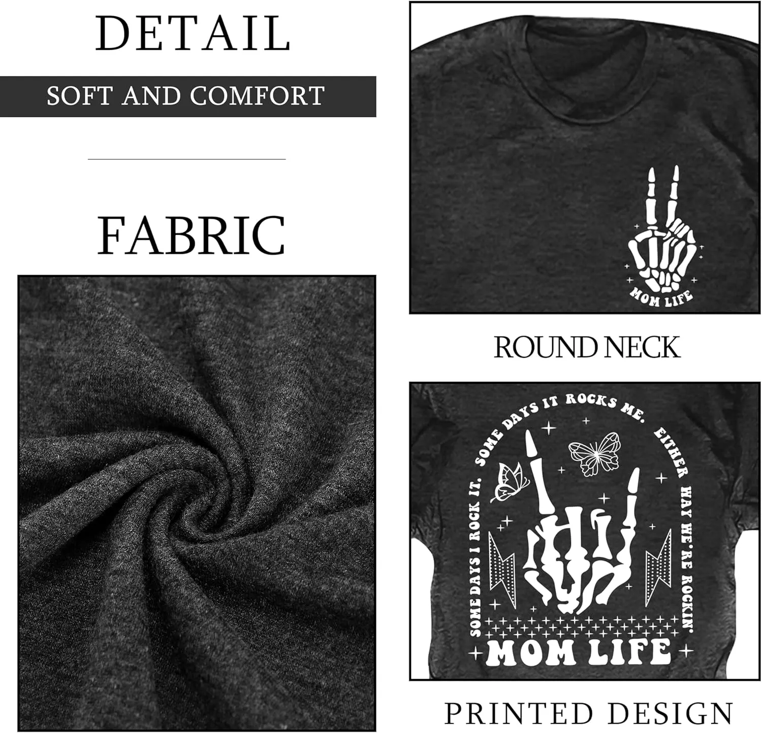 Womens Mama Shirt Mom Life Shirts Skeleton Mother Printed T-Shirt Rock and Roll Short Sleeve Tops