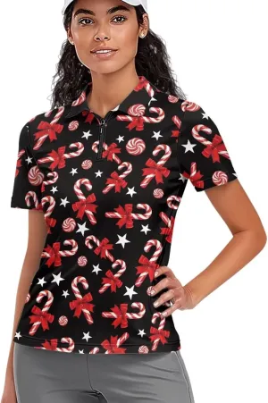 Women's Short Sleeve Golf Shirts Moisture Wicking Quarter Zip Athletic Casual Sports Tennis Pullover Workout Tops