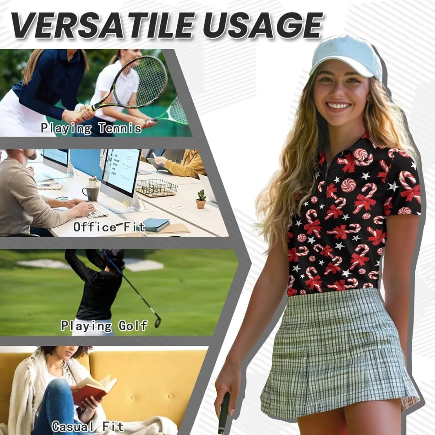 Women's Short Sleeve Golf Shirts Moisture Wicking Quarter Zip Athletic Casual Sports Tennis Pullover Workout Tops