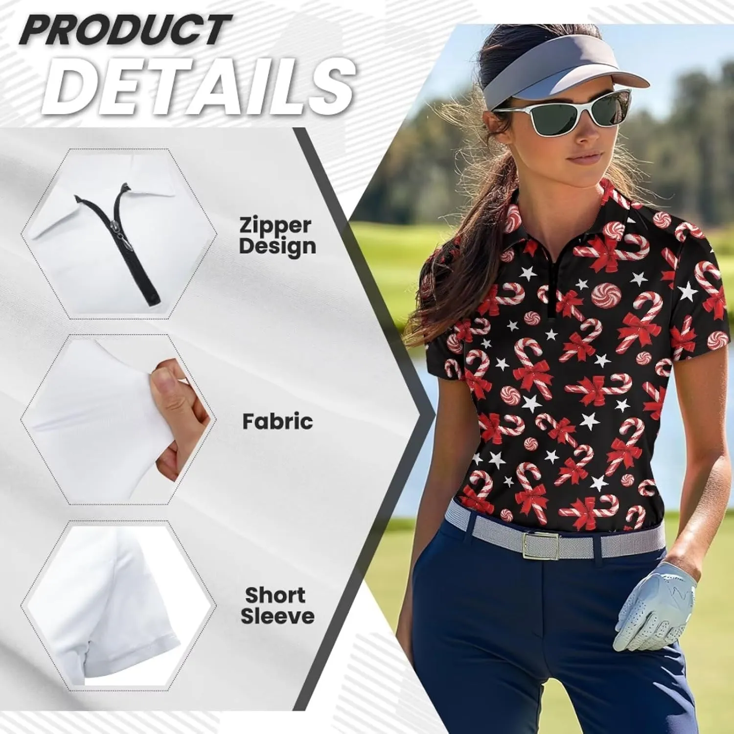 Women's Short Sleeve Golf Shirts Moisture Wicking Quarter Zip Athletic Casual Sports Tennis Pullover Workout Tops