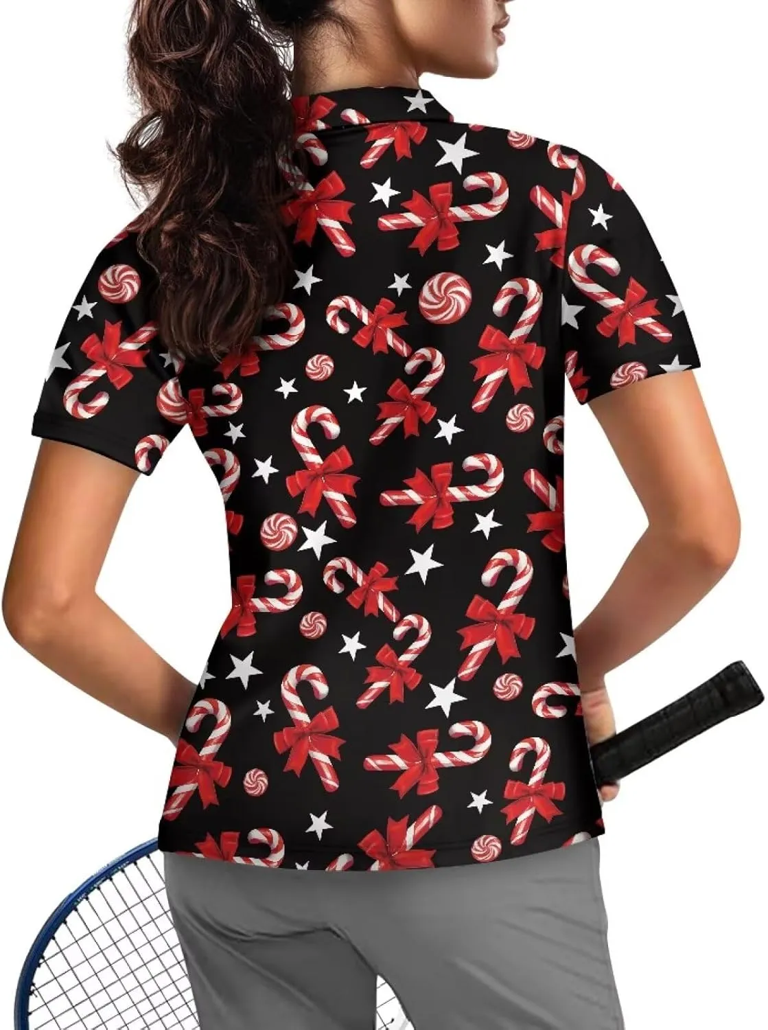 Women's Short Sleeve Golf Shirts Moisture Wicking Quarter Zip Athletic Casual Sports Tennis Pullover Workout Tops