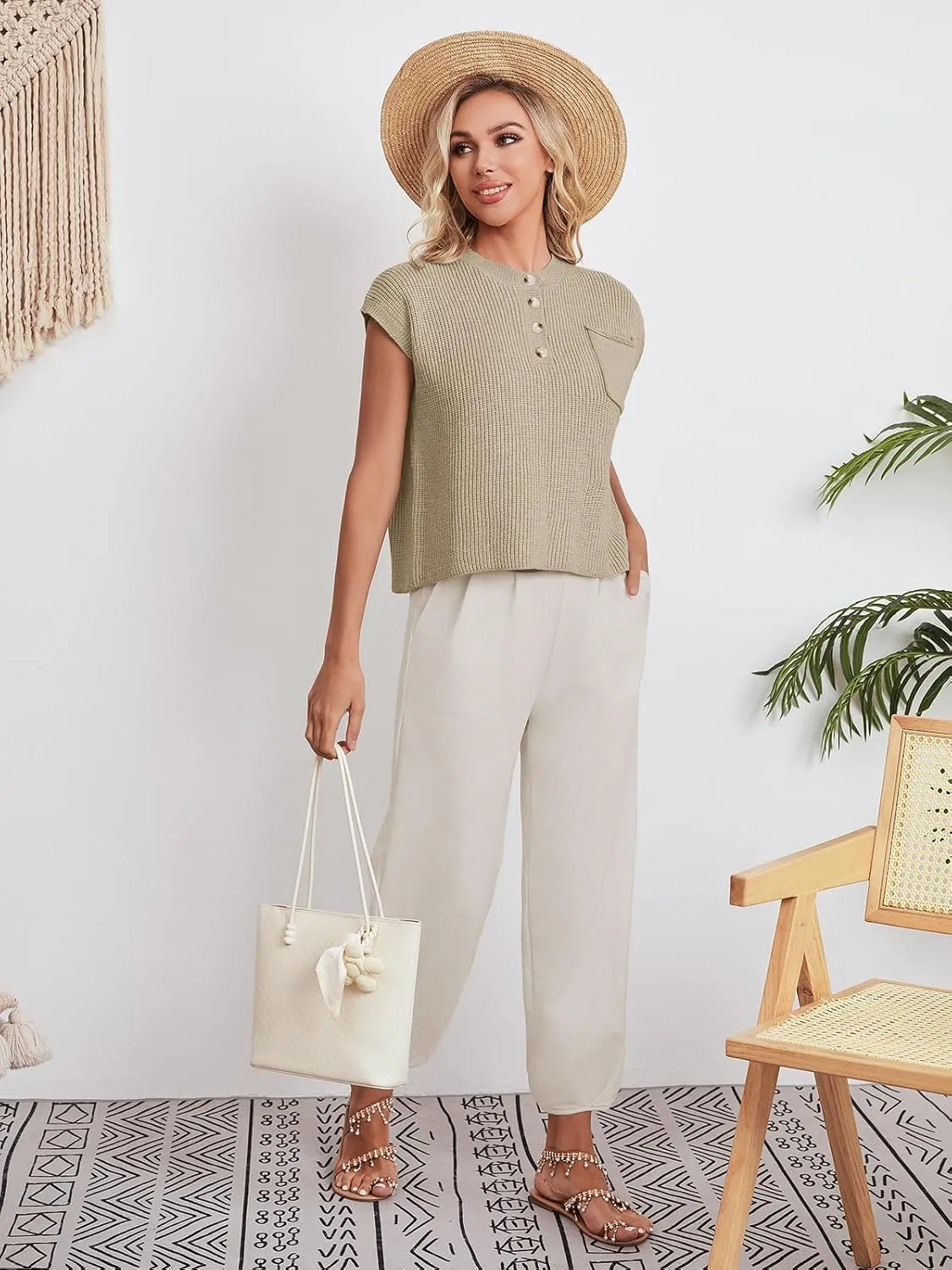 Womens Two Piece Outfits Lounge Sweater Sets Knit Cozy Pullover Tops and High Waisted Pants Matching Sets 2024