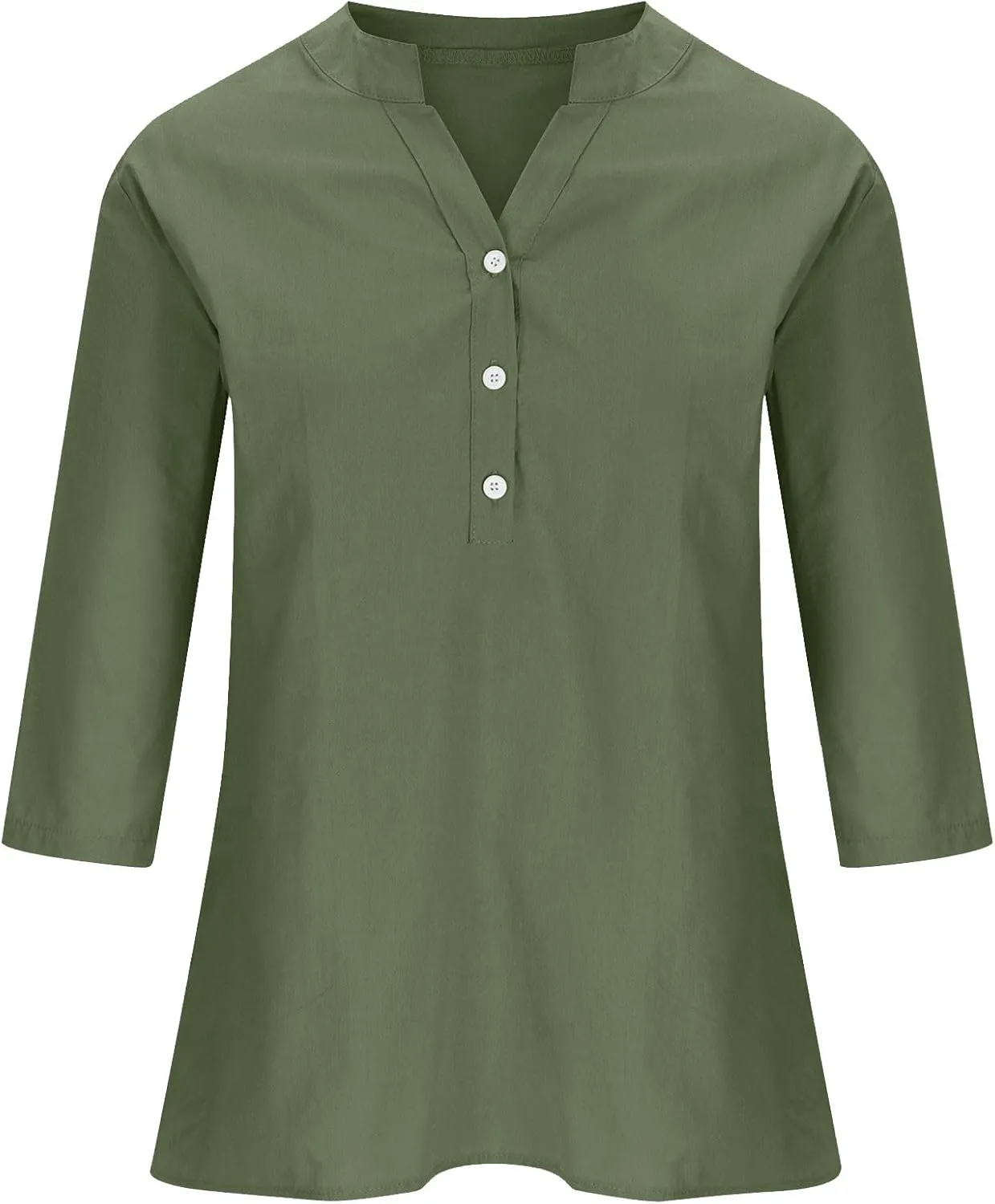 Women's V-Neck Long Sleeve Loose Button Cotton And Linen T-shirt Blouse,2024 Fall&Winter Womens Trendy Tops