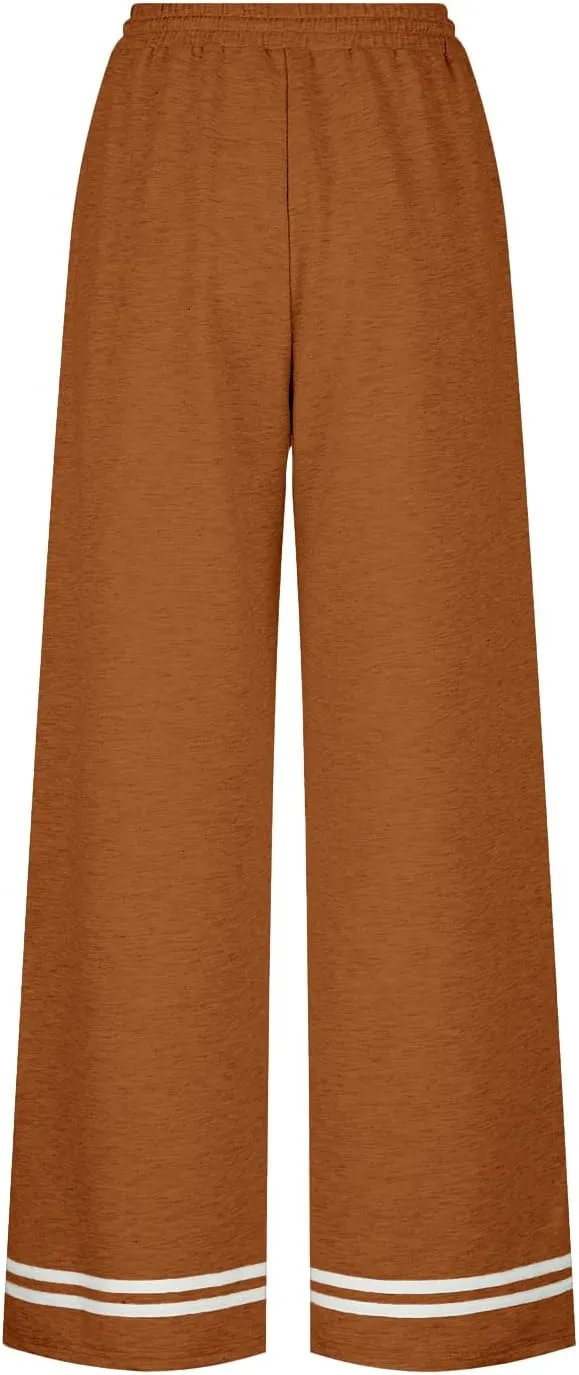 Women's Wide Leg Sweatpants High Waisted Baggy Flared Pants Casual Drawstring Joggers with Pockets