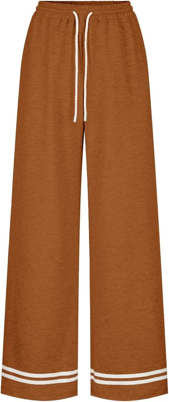 Women's Wide Leg Sweatpants High Waisted Baggy Flared Pants Casual Drawstring Joggers with Pockets