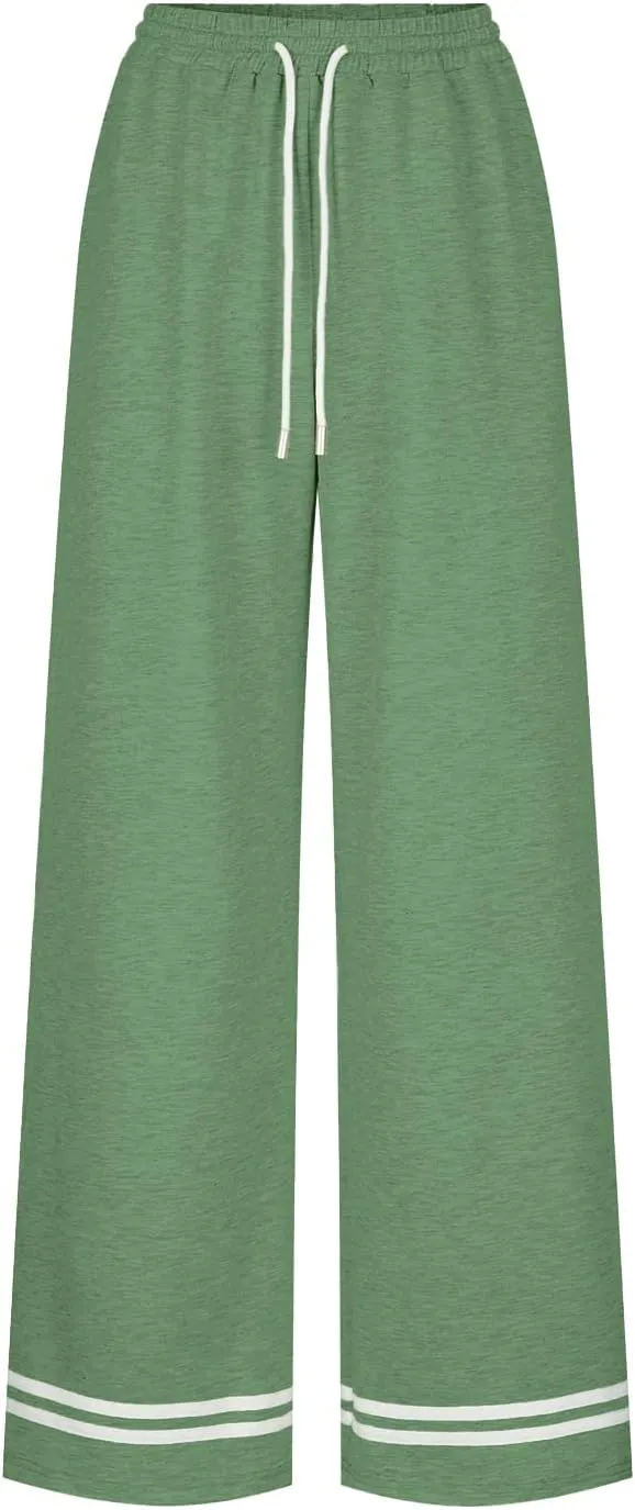 Women's Wide Leg Sweatpants High Waisted Baggy Flared Pants Casual Drawstring Joggers with Pockets