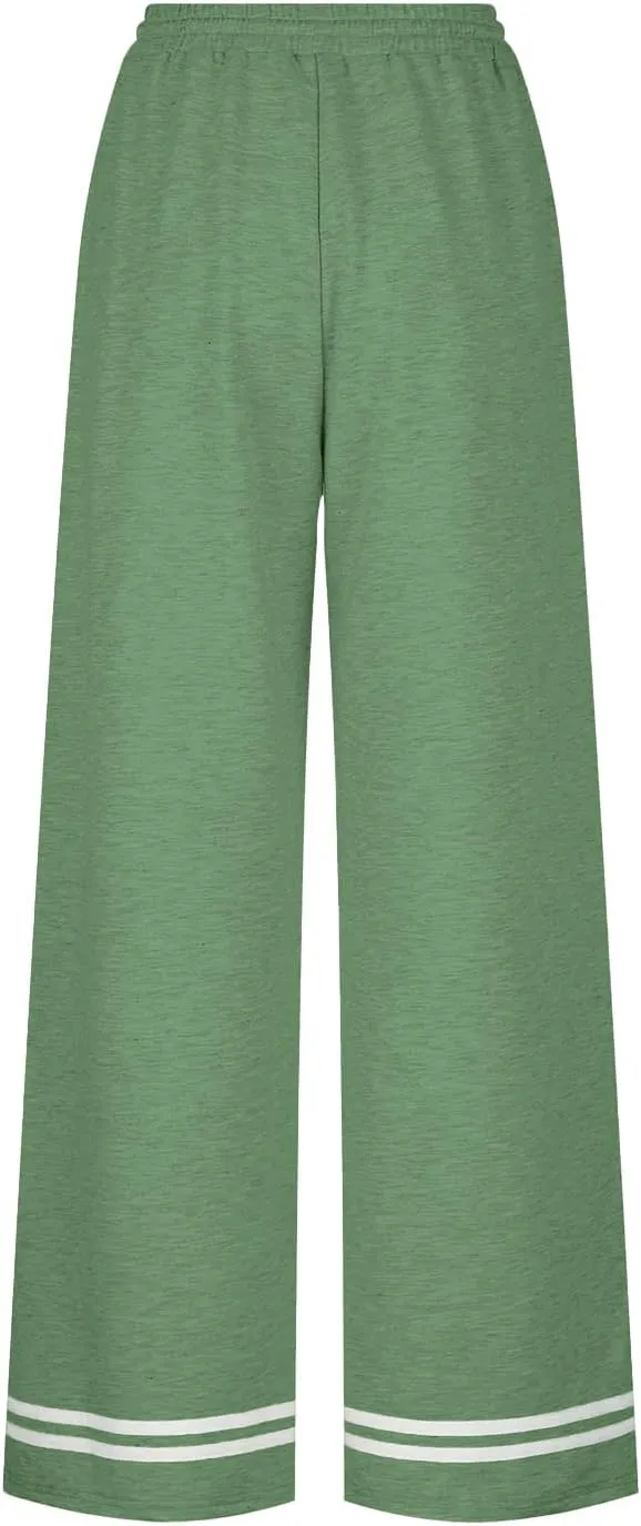 Women's Wide Leg Sweatpants High Waisted Baggy Flared Pants Casual Drawstring Joggers with Pockets