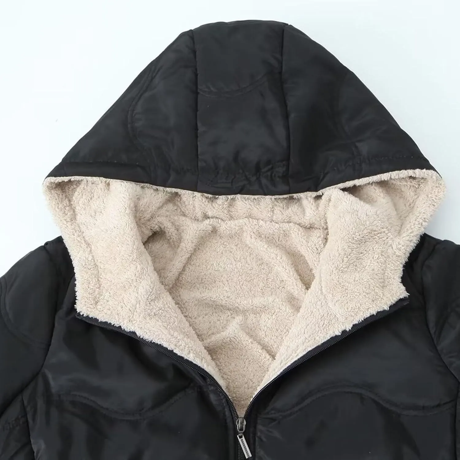 Women's Winter Down Jacket Solid Thicken Hooded Puffer Long Sleeve Jackets Warm Quilted Coats Trendy Outfits