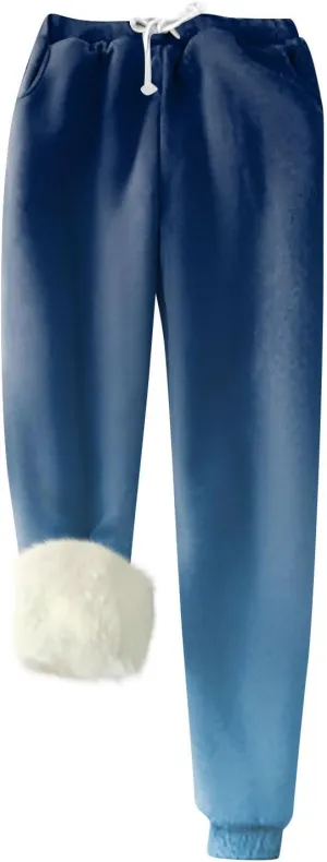 Womens Winter Warm Fleece Pants Sherpa Lined Sweatpants Jogger Outdoor Athletic Active Lounge Pants