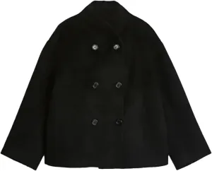 Wool Trench Coat Winter Women's Retro Trench Coat Loose Stand-Up Collar Double-Breasted Warm Wool Cardigan