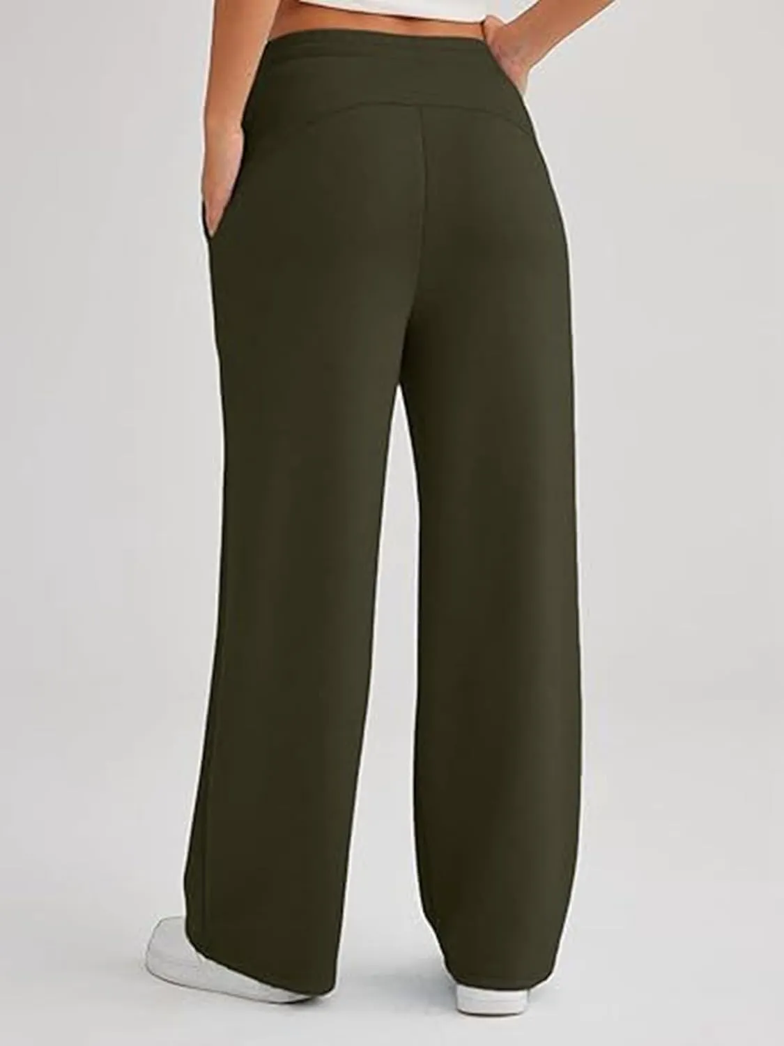 WOWULOVELY Women's Yoga Pants Wide Leg Sweatpants Drawstring Waisted Straight Leg Casual Loose Trousers with Pockets