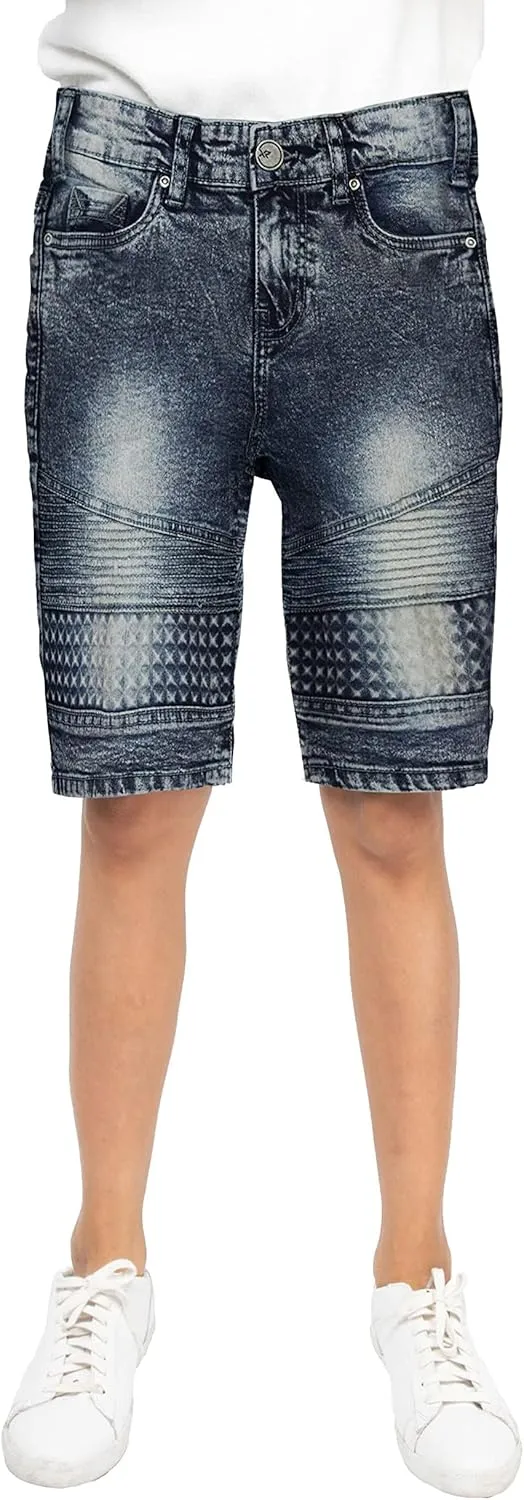 X RAY Boys Stretch Denim Shorts (Size 4-20), Big Boys & Little Kids Moto Biker Fashion Rips Distressed Shorts,