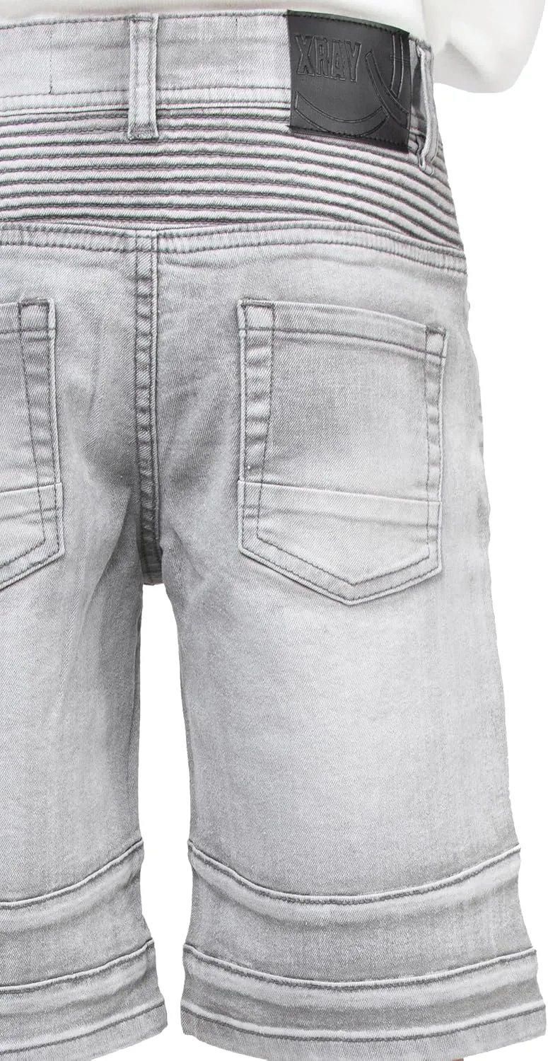 X RAY Boys Stretch Denim Shorts (Size 4-20), Big Boys & Little Kids Moto Biker Fashion Rips Distressed Shorts,