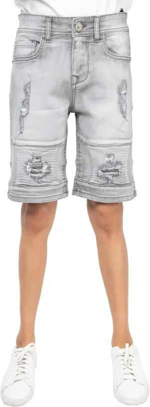 X RAY Boys Stretch Denim Shorts (Size 4-20), Big Boys & Little Kids Moto Biker Fashion Rips Distressed Shorts,