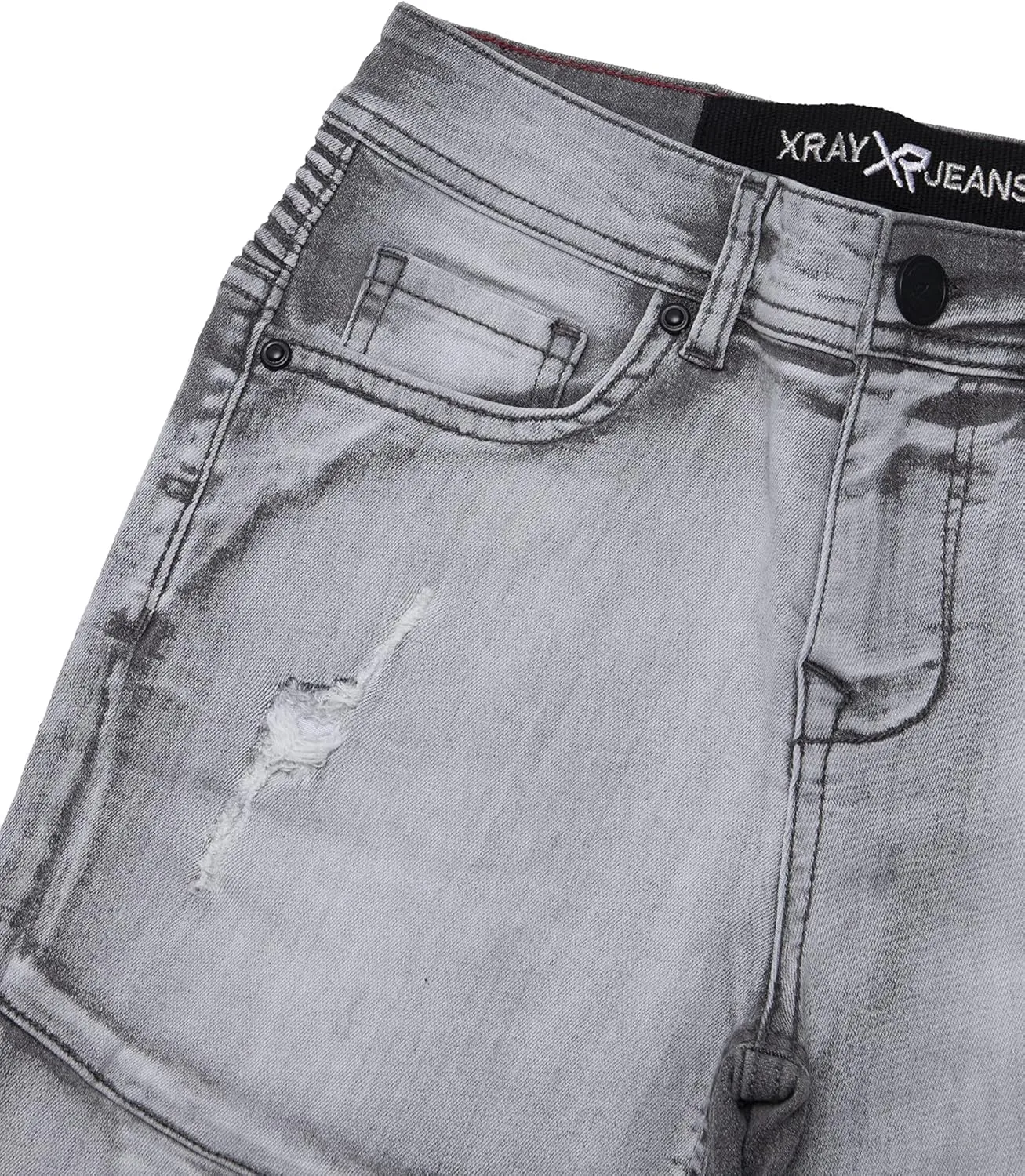 X RAY Boys Stretch Denim Shorts (Size 4-20), Big Boys & Little Kids Moto Biker Fashion Rips Distressed Shorts,