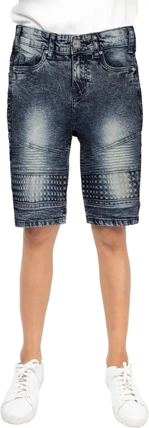 X RAY Boys Stretch Denim Shorts (Size 4-20), Big Boys & Little Kids Moto Biker Fashion Rips Distressed Shorts,