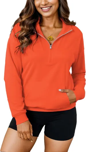 YeGine Womens Sweatshirt Oversized Quarter Zip Pullover Half Zip Long Sleeve Top