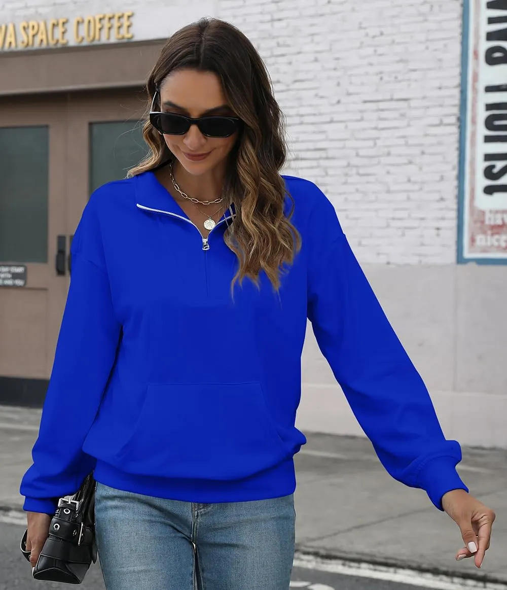 YeGine Womens Sweatshirt Oversized Quarter Zip Pullover Half Zip Long Sleeve Top