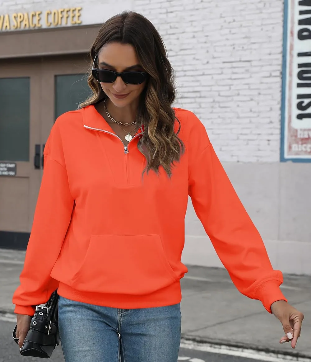 YeGine Womens Sweatshirt Oversized Quarter Zip Pullover Half Zip Long Sleeve Top
