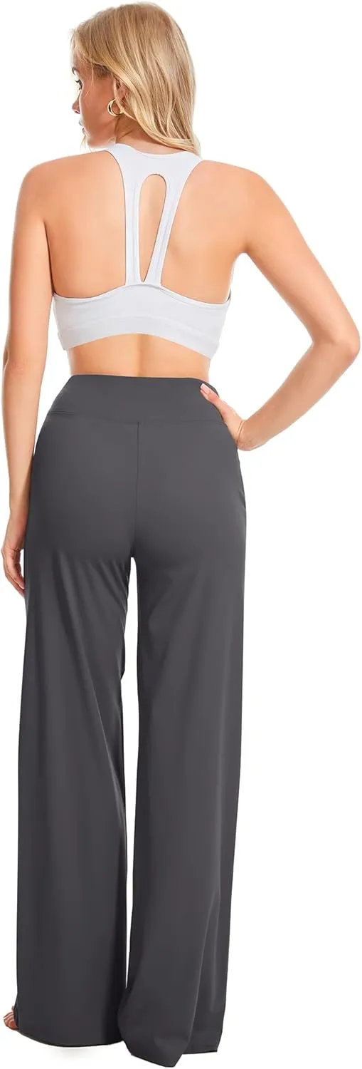 Yoga Pants Women Wide Leg Pants High Waist Stretch Dress Casual Sweatpants Lounge Pants with Pockets