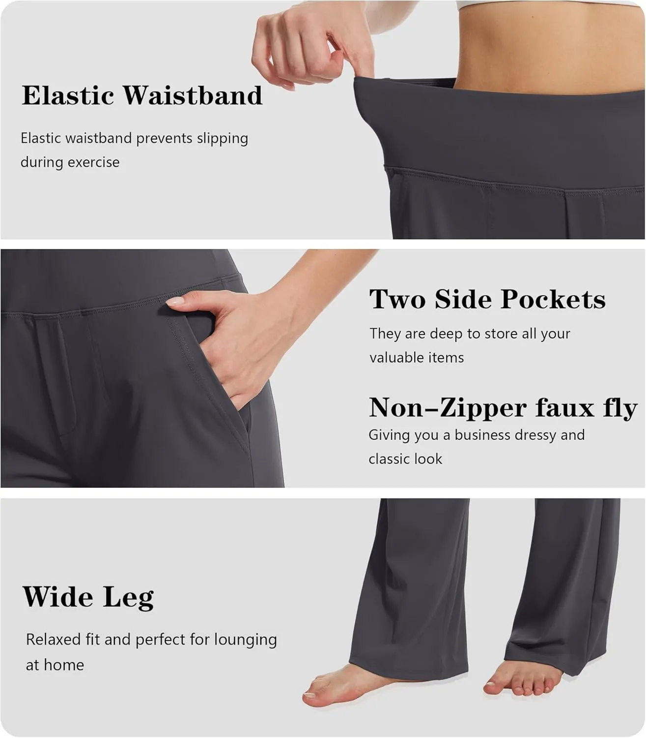 Yoga Pants Women Wide Leg Pants High Waist Stretch Dress Casual Sweatpants Lounge Pants with Pockets