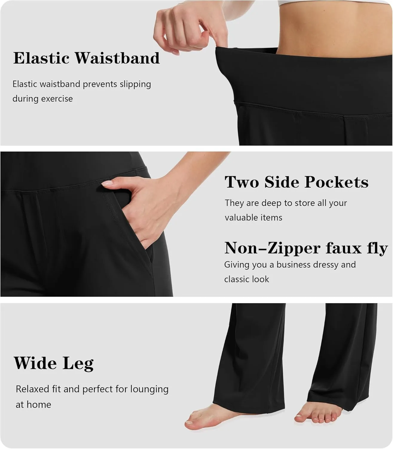 Yoga Pants Women Wide Leg Pants High Waist Stretch Dress Casual Sweatpants Lounge Pants with Pockets